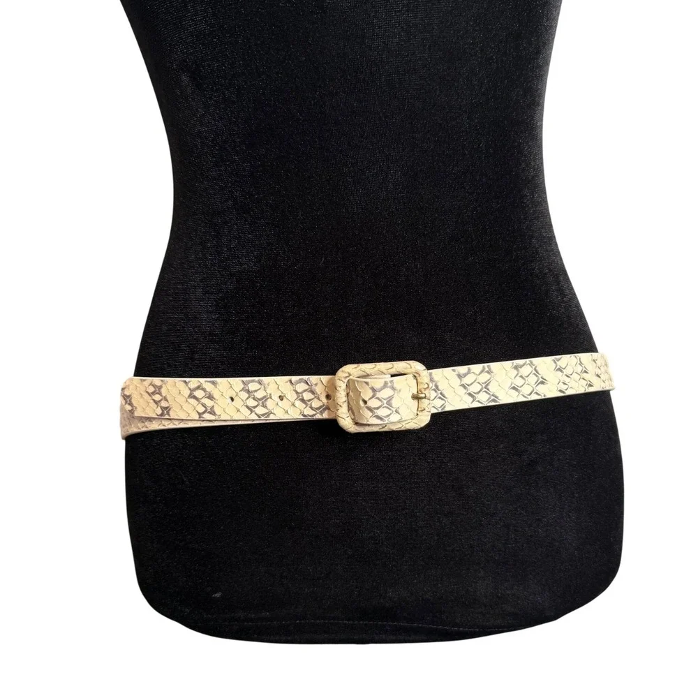 J.Crew Textured Skinny Leather Belt Women M Snakeskin Animal Print Office Preppy